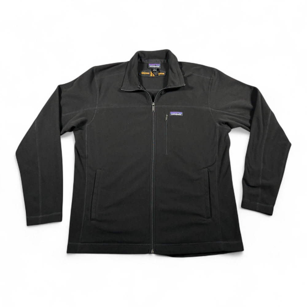 Patagonia Jacket Adult LARGE Black Fleece Micro D Basil Hayden Bourbon Logo Zip